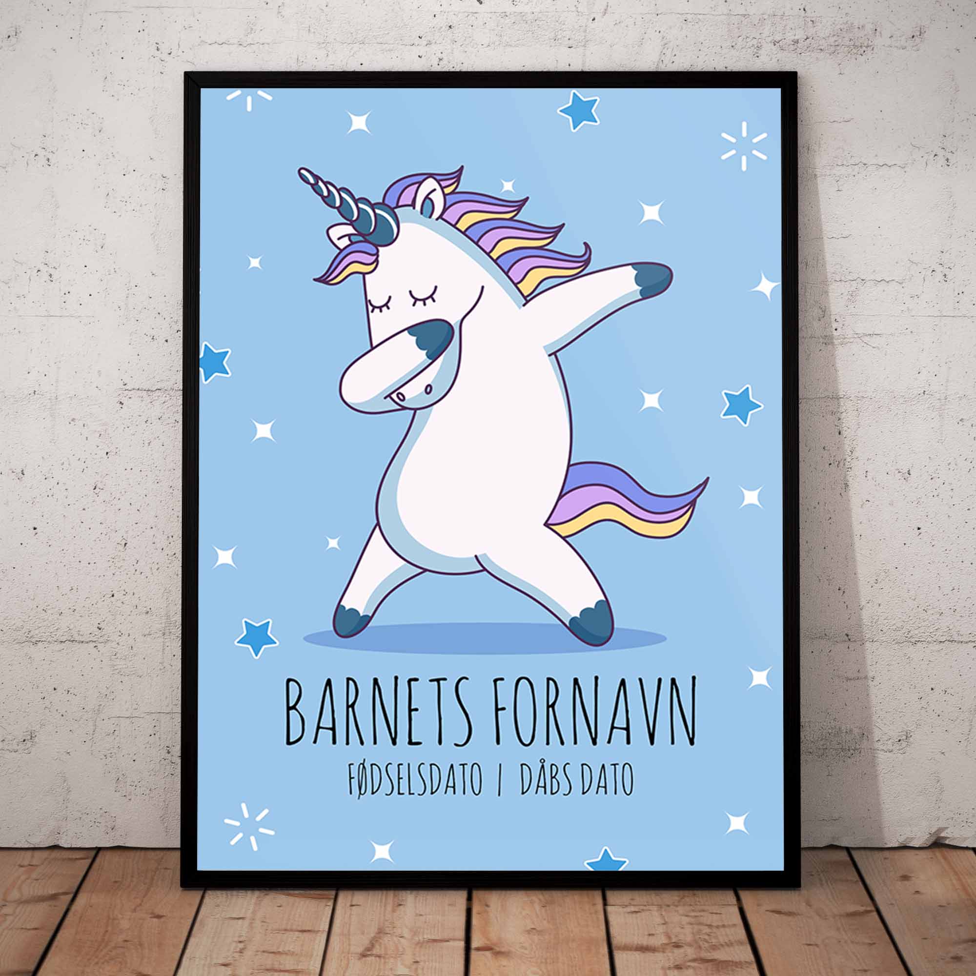 Unicorn-dab - dreng - Poster in frame front