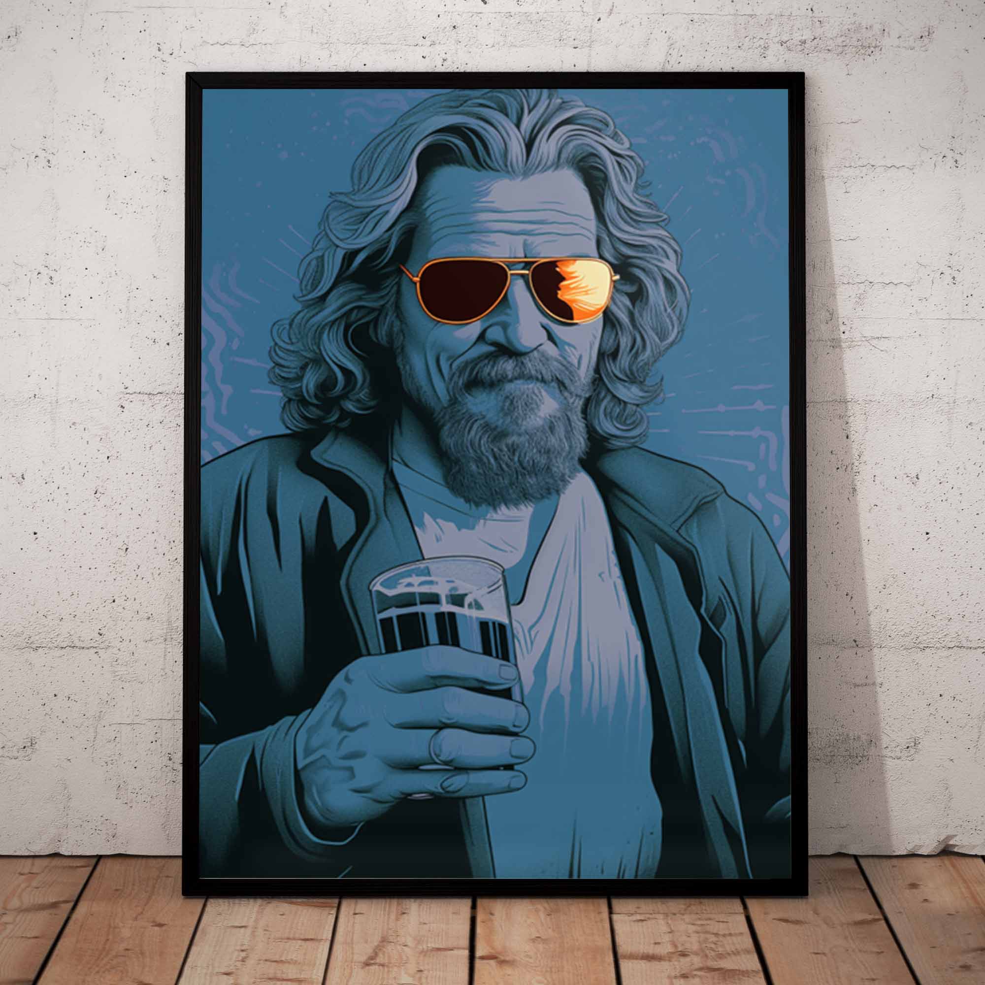 The Dude blue - Poster in frame front